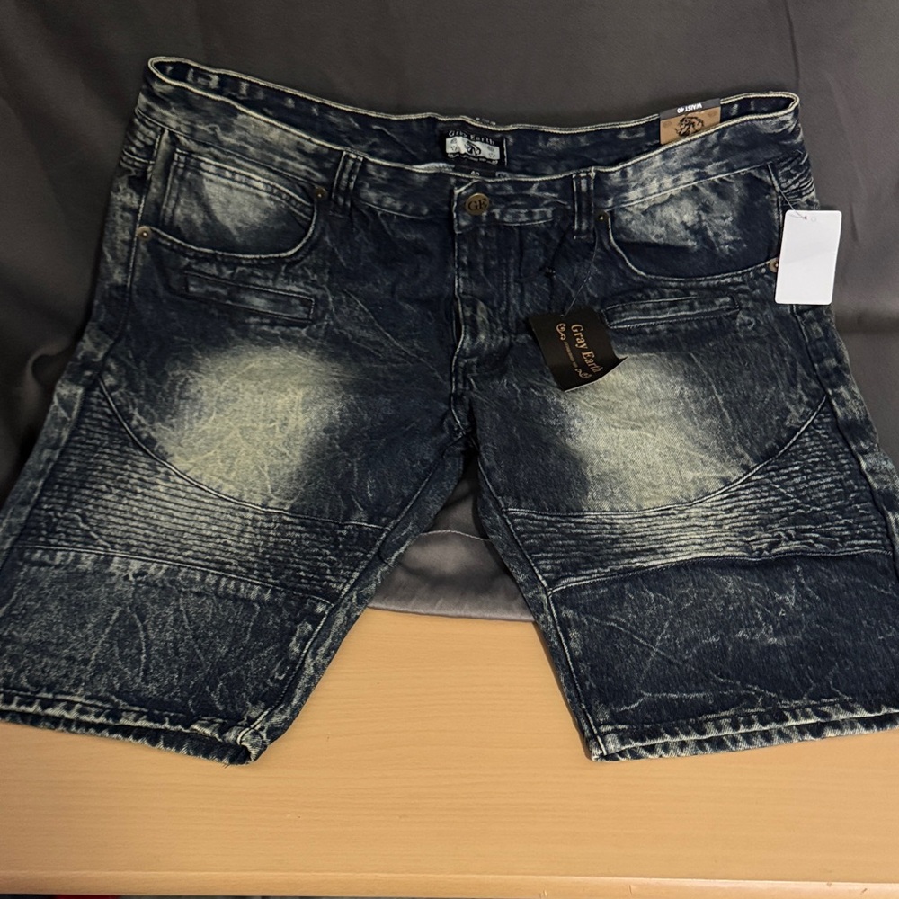 Men's Distressed Indigo Jean Shorts